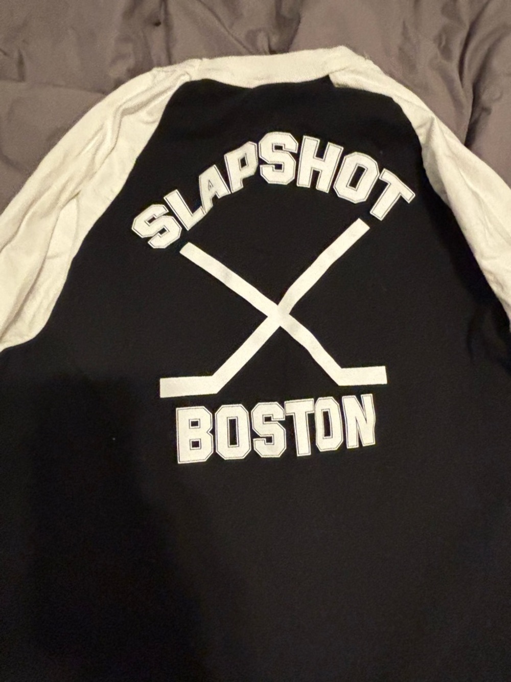 Taang! Records Slapshot Hardcore Black & White Raglan Baseball Tee - Picture 5 of 8